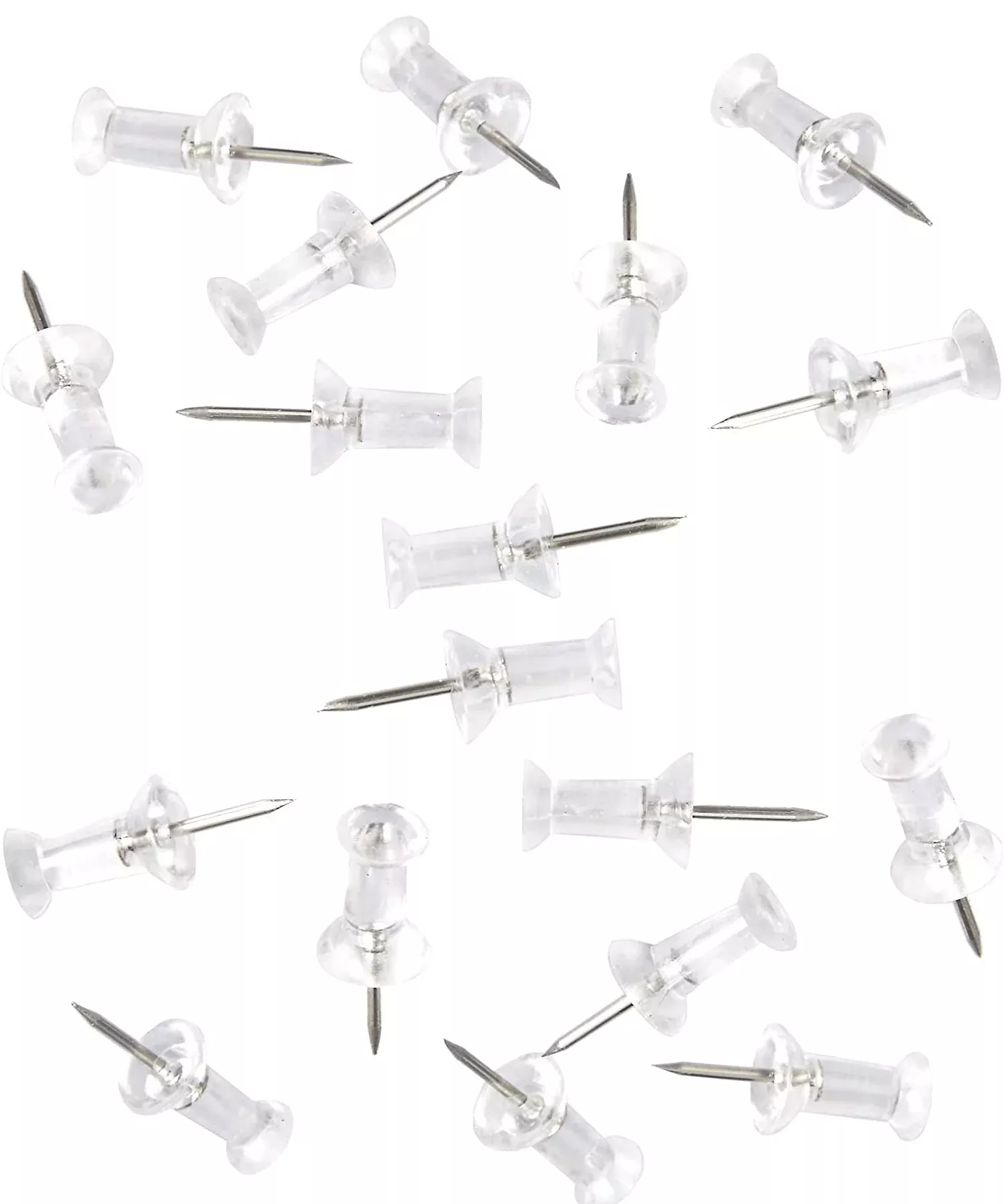 100-Pack Push Pins Tacks, clear Plastic Head, Steel Point,Thumb Tacks for Wall corkboard Map calendar Photo -Home Office craft P