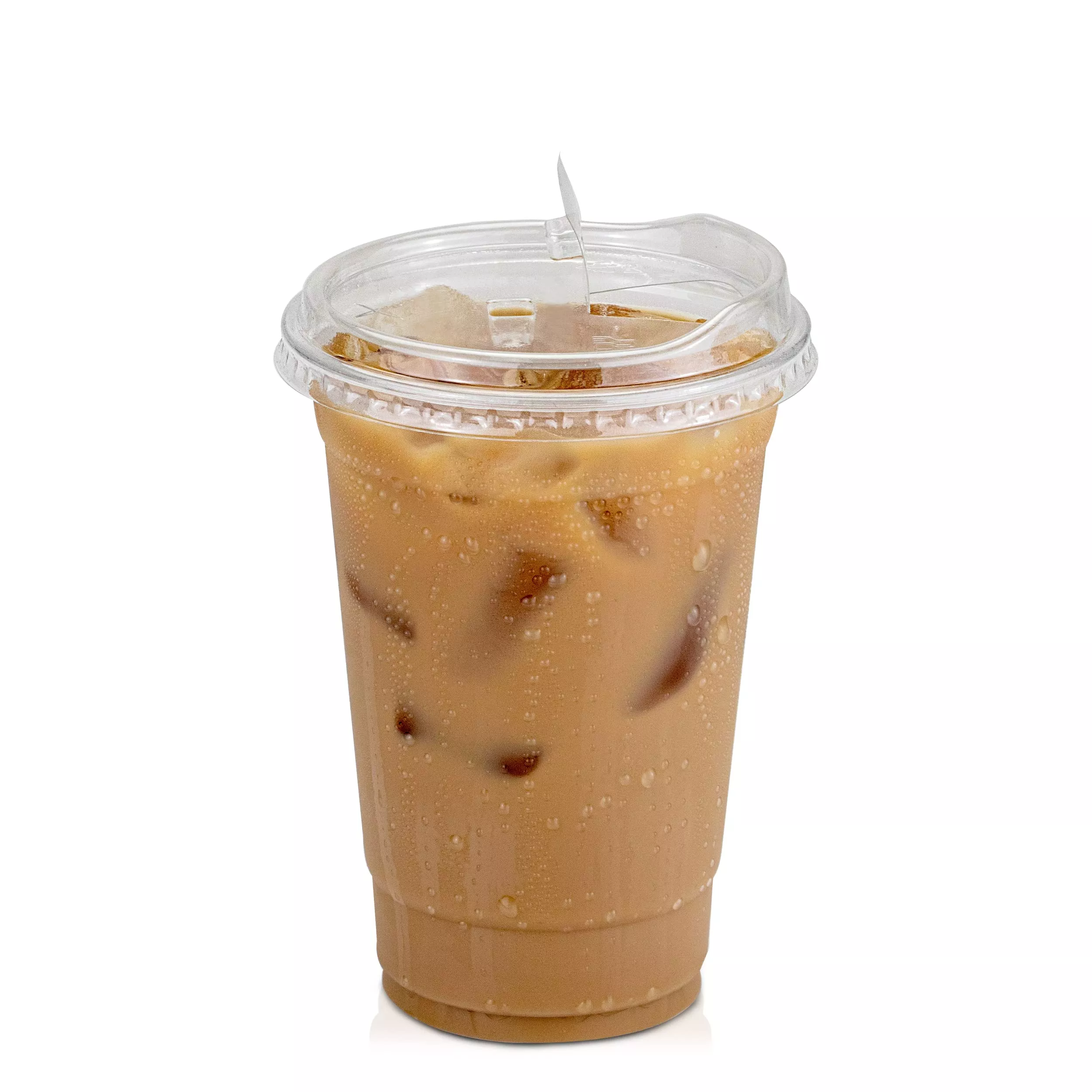 [50 Pack] Disposable Strawless Plastic Cups with Lids - 20 Oz Clear Plastic Cups and Sippy Cups LidsPerfect Eco-Friendly To Go Cups for Iced CoffeeSmoothiesSoda Party Drinks and Cafe Essentials