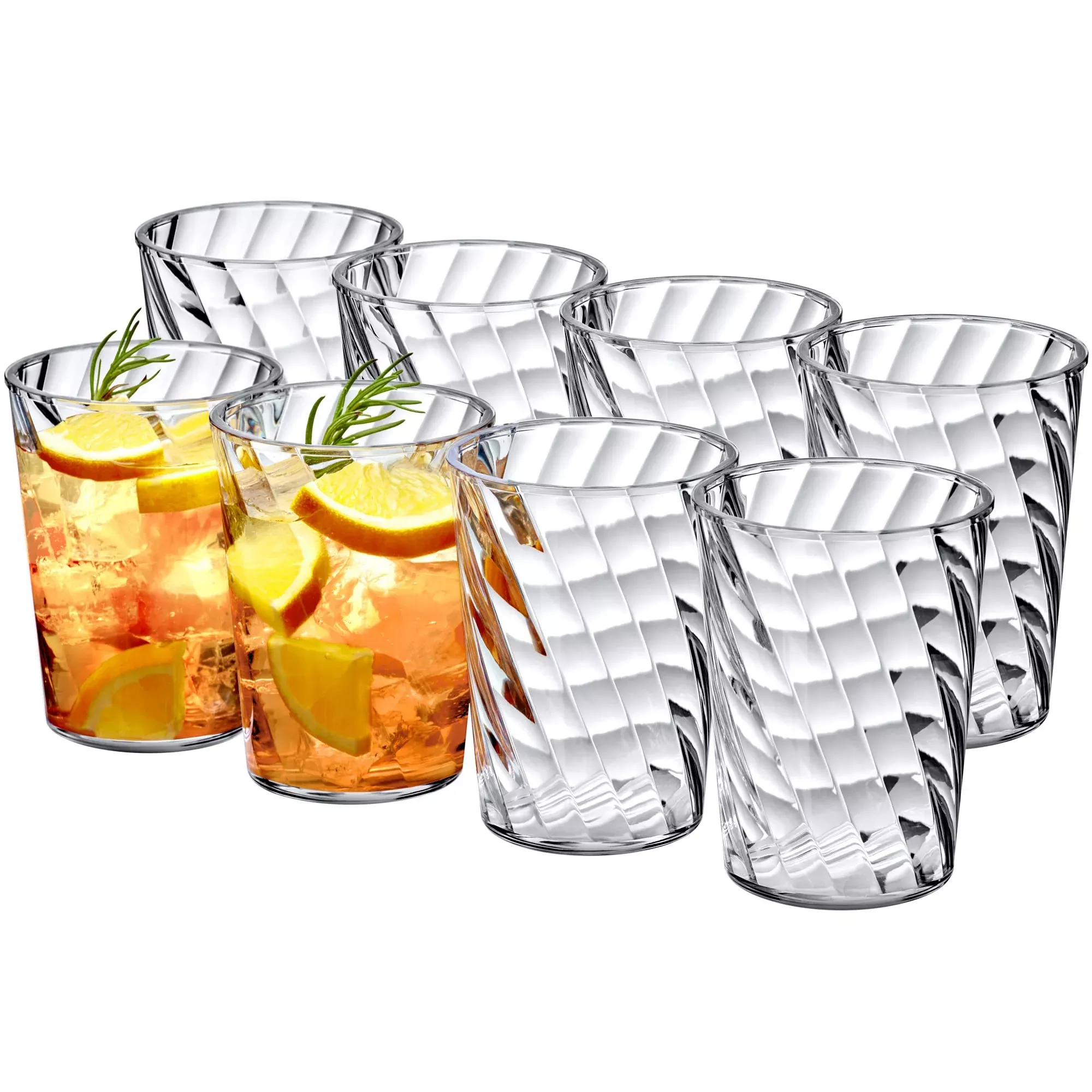 Amazing Abby - Glacier - 14-Ounce Plastic Tumblers (Set of 8)Plastic Drinking GlassesAll-Clear High-BallsReusable Plastic CupsStackableBPA-FreeShatter-ProofDishwasher-Safe