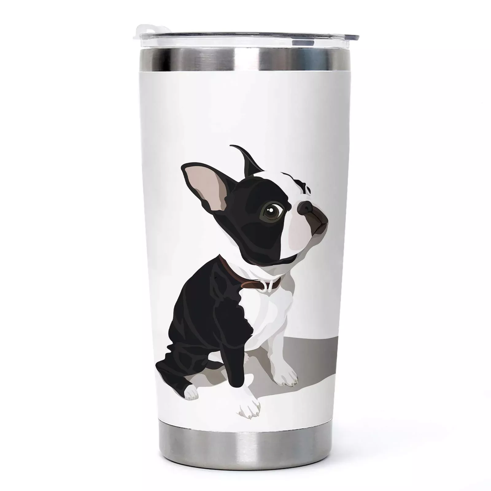 Boston Terrier Stainless Steel Tumbler with Lid 20oz Funny Bulldog Vacuum Insulated Tumbler Ideal Gifts to Dog MomDadKidsWater Coffee Cup Travel Mug Home Office Outdoor Mug