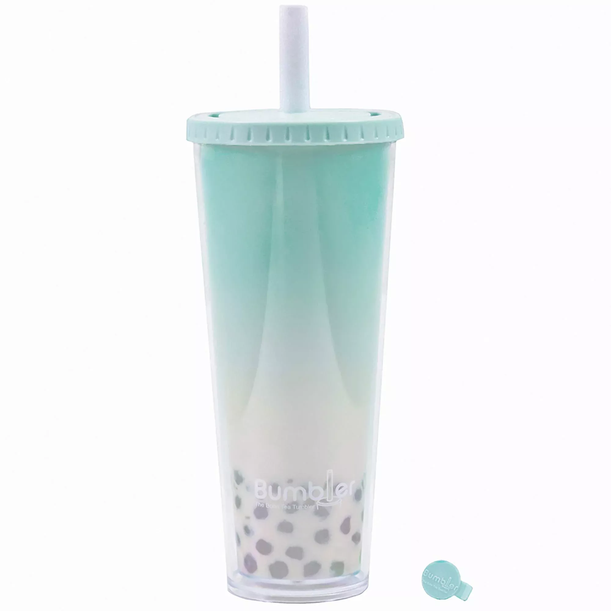 Original Bumbler 24 oz Large Double Wall Insulated Reusable Smoothie and Boba Tumbler in Colors and Wide Reusable Straw - Keep Drink Cool or Warm (Mint)